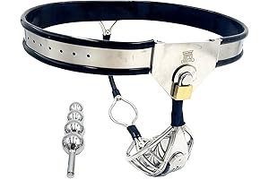 Stainless Steel Male Chastity Belt Adjustable T-Back Penis Restraint Device Bondage Underwear...