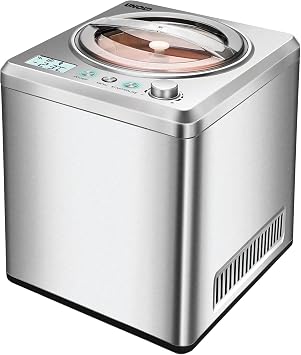 Unold Ice Cream Maker Exklusiv 48872 - Perfect for Ice Cream, Gelato, Sorbet & Frozen Yoghurt - Ready in 30 mins - 2L Stainless Steel Bowl - Fully Automatic Self Cooling - 180W Electric Compressor
