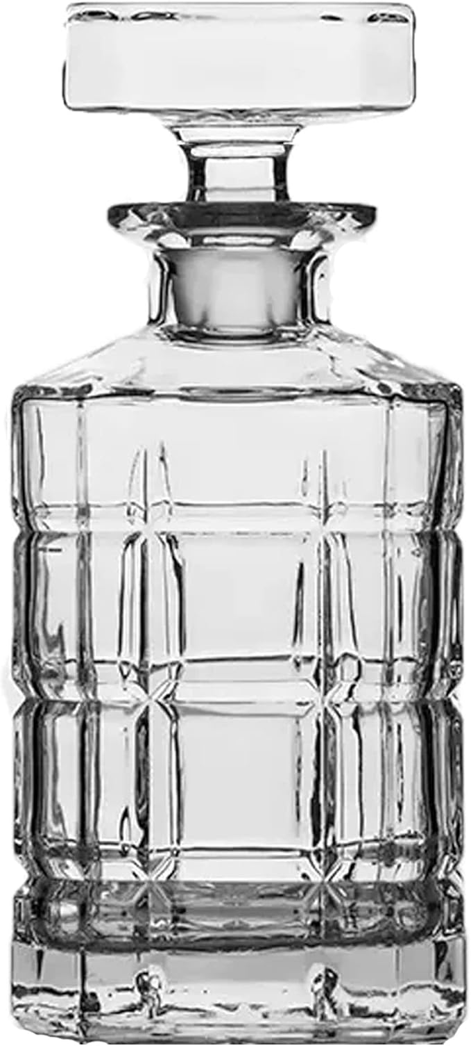 Square Checker Decanter with Square Glass Topper Wine