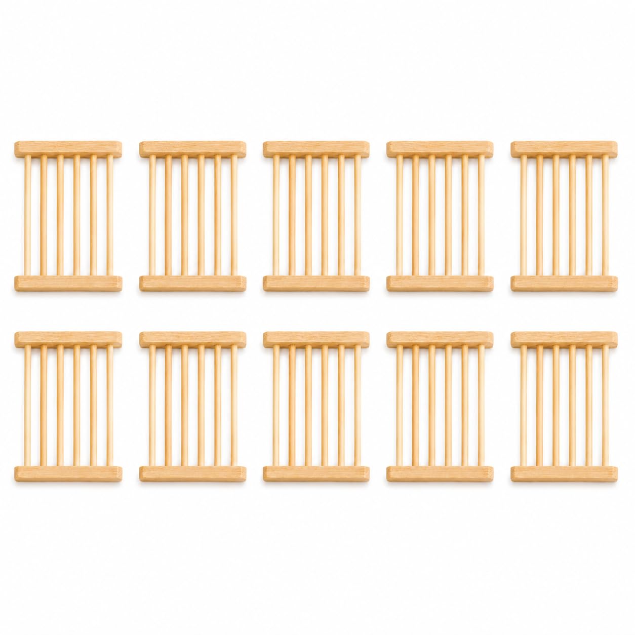 Bamboo Soap Dish, Wooden Soap Saver Tray for Bars, Draining Holder for Bathroom, Sink or Shower, Pack of 2 (10, Ladder)
