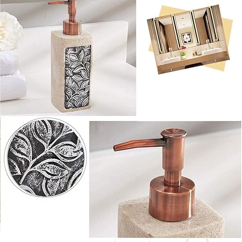 Miniatura 3 de Juego de accesorios de resina retro, dispensador de jabón, soporte para cepillos de dientes, vaso, jabonera, set de baño de 5 piezas, regalo de