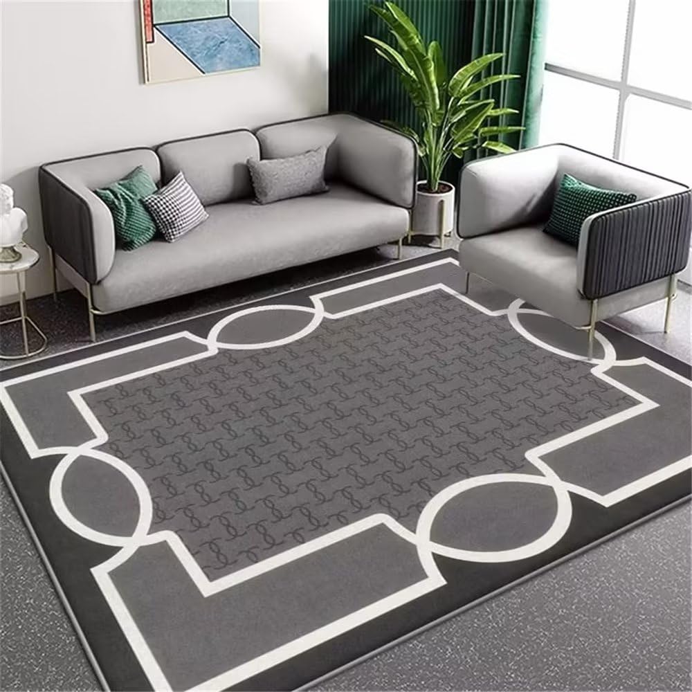 Tapis de salon brun moquette géométrique anti-acariens rectangulaire 120x160 chambre