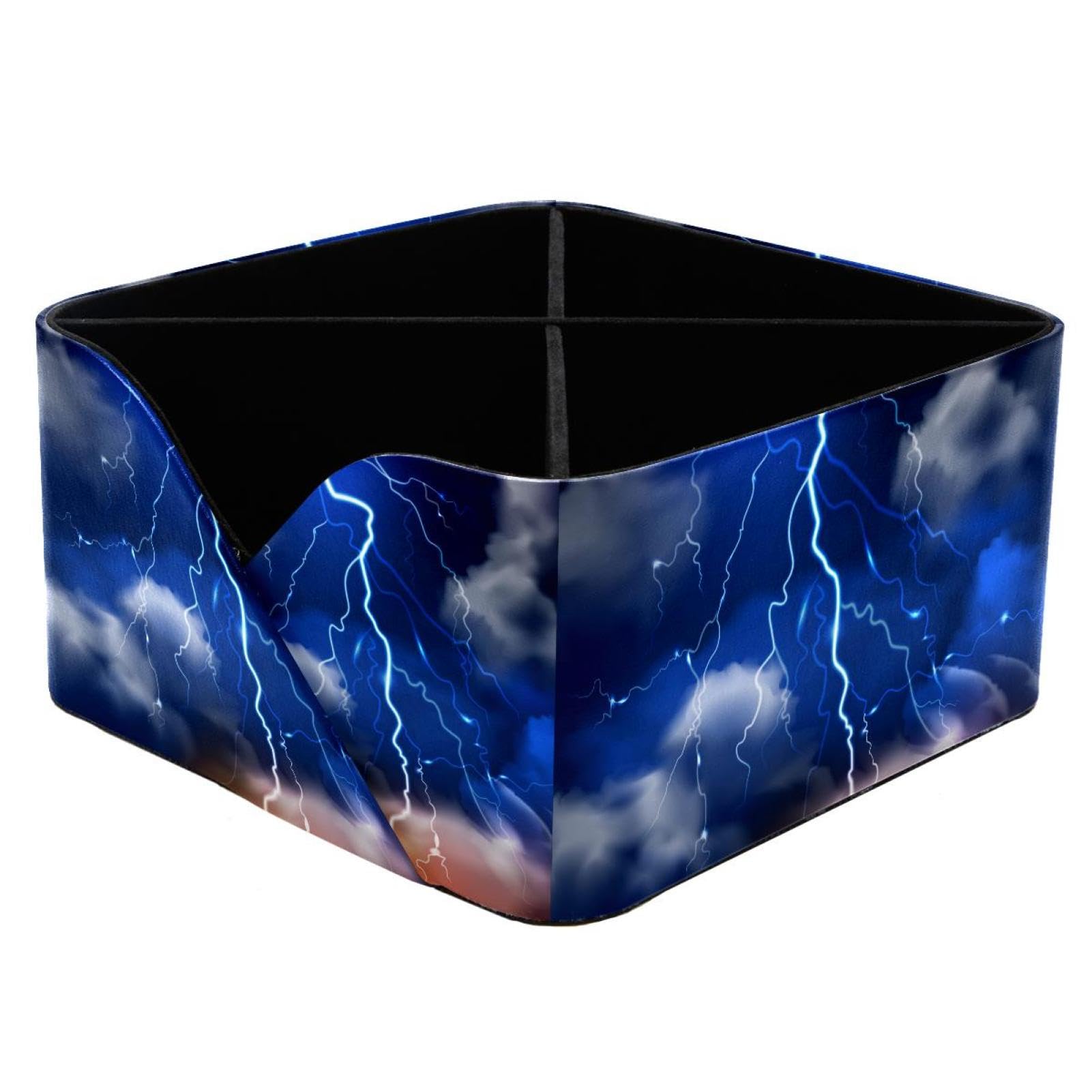 KengjuTesu Fulmination and Stormy Sky Desktop Organizer Pen Holder, Rectangular Pencil Cup for Office, Study and Makeup Stations