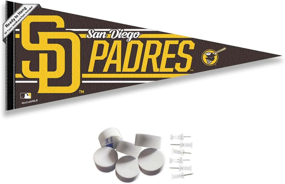 WinCraft San Diego Padres Pennant Banner and Wall Tack Pads