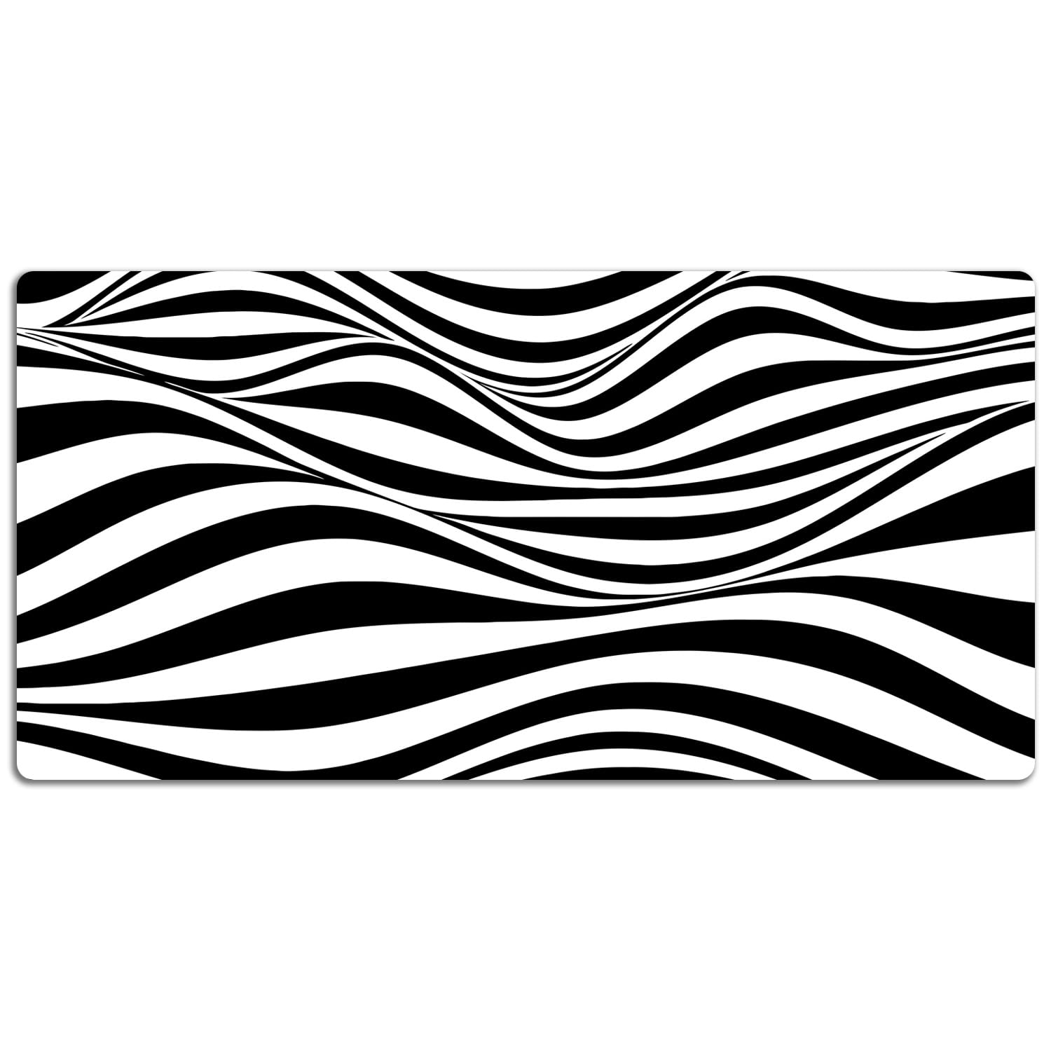 Sottomano da Scrivania 120x60 cm Facile da Pulire Antiscivolo Impermeabile per Ufficio e Casa in Vinile PVC Protezione e Decorazione Superficie Protettiva - Onde bianche e nere