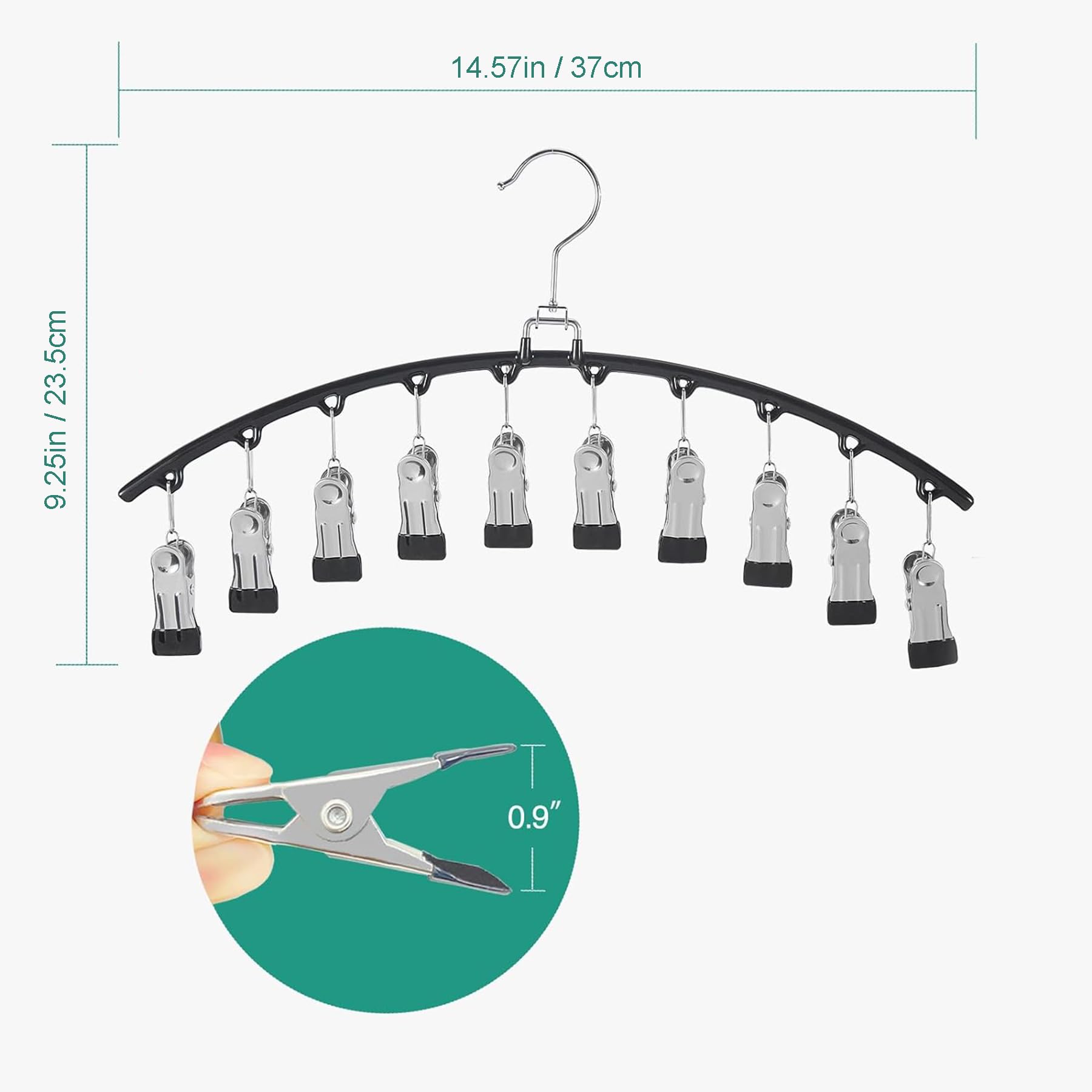 Organizer Leggings Per Armadio - Appendiabiti Con 10 Clip Per 20 Pantaloni, Salvaspazio - Foto 8