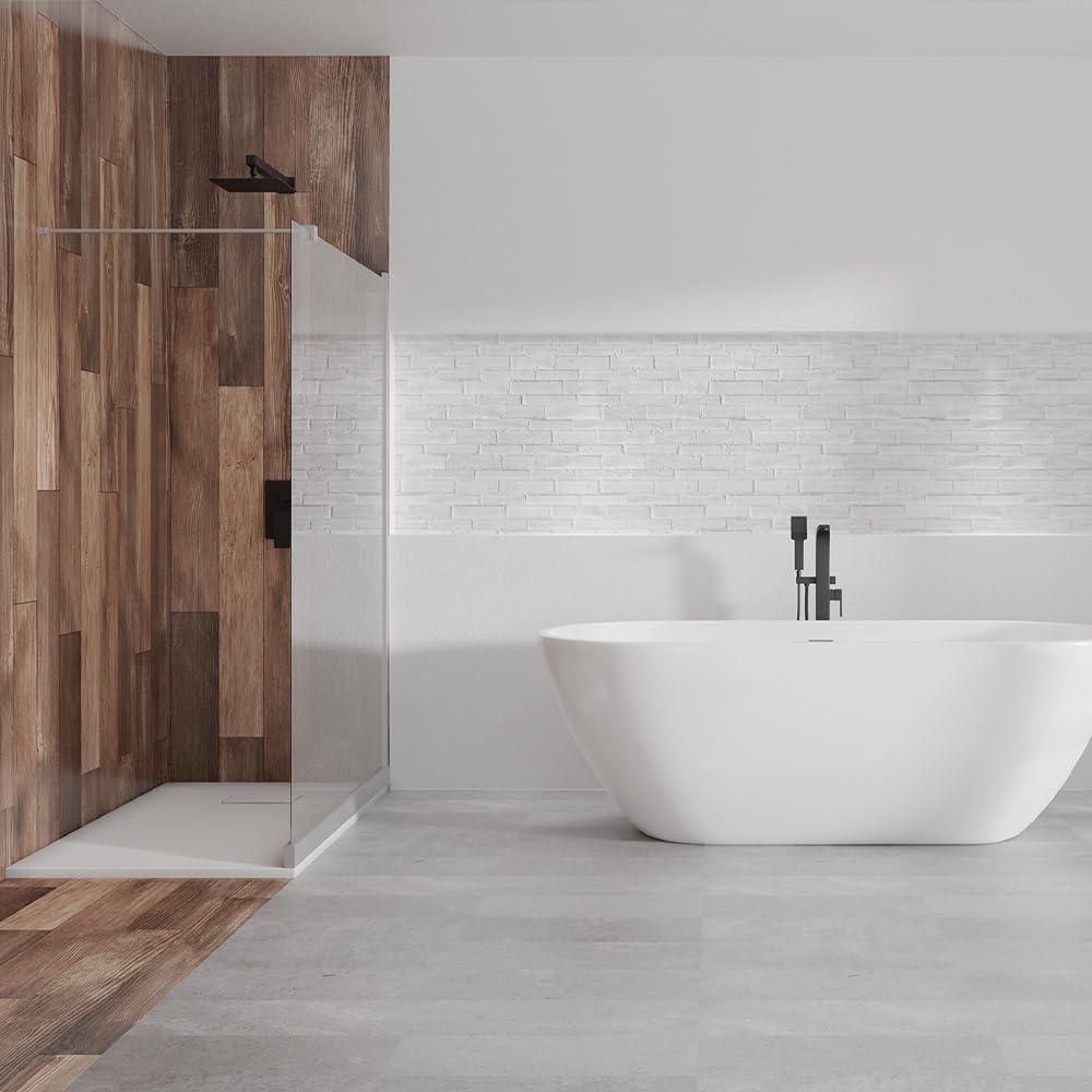 KOLMAN Duschwanne 150x90 cm Rechteck, Weiß, Komposit, Flach, Steinoptik, Ablaufgarnitur Ø 90 mm, Design-Duschtasse Rechteckig VIDAR SLIM