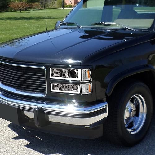 Miniatura 2 de DRL - Barra de tubo LED cromada con luces de parachoques  reflector ámbar de señal de esquina 8 piezas para Chevy C10 CK Pickup TruckSilverado