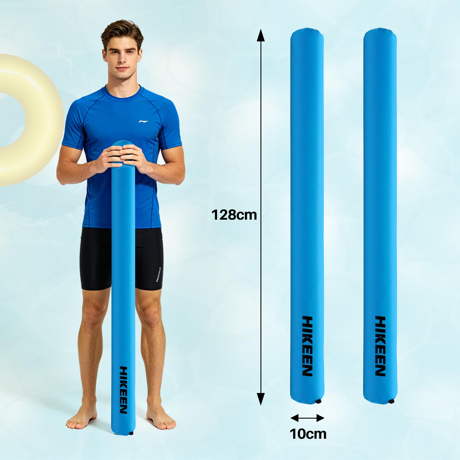 BOOSTEADY Lote de 2 Churros Piscina Portátiles: Accesorios Piscina Resistente para Adultos y Adolescentes, Flotadores Piscina Extra Grande para Deportes Acuáticos - 128 x 10 cm - Azul