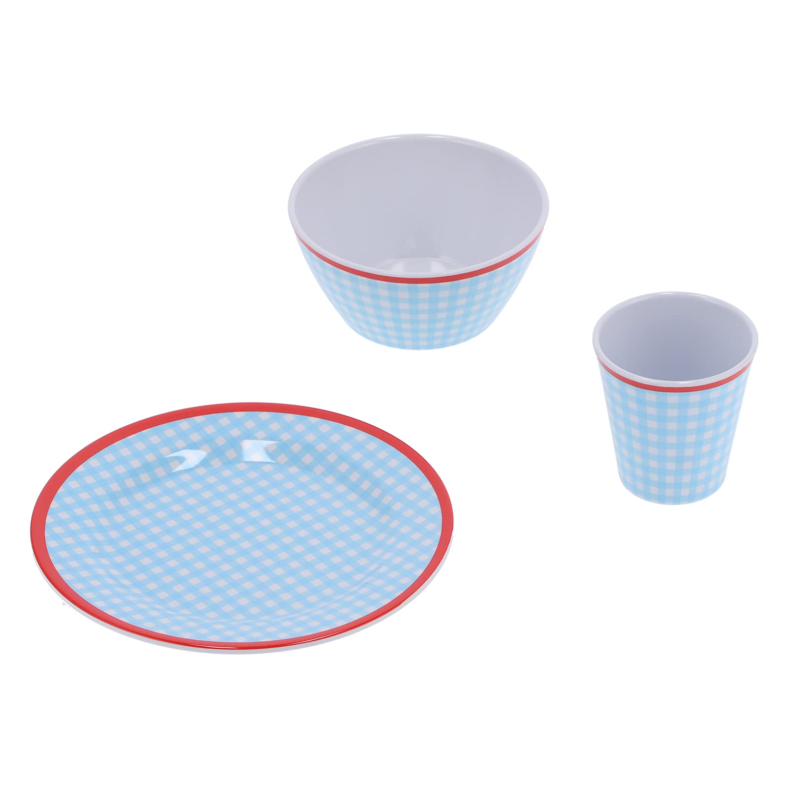 Juego de vajilla Rejilla azul claro Taza de melamina Plato de tazón Vajilla doméstica multiusos duradera para el hogar Cocina Restaurante 12 piezas AB06010+BT009+CH62
