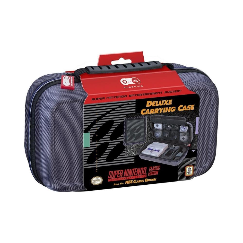 Nintendo Licensed Classic Edition NES & SNES Case - Protective Hard Shell Deluxe System Case, Grey Ballistic Nylon Exterior