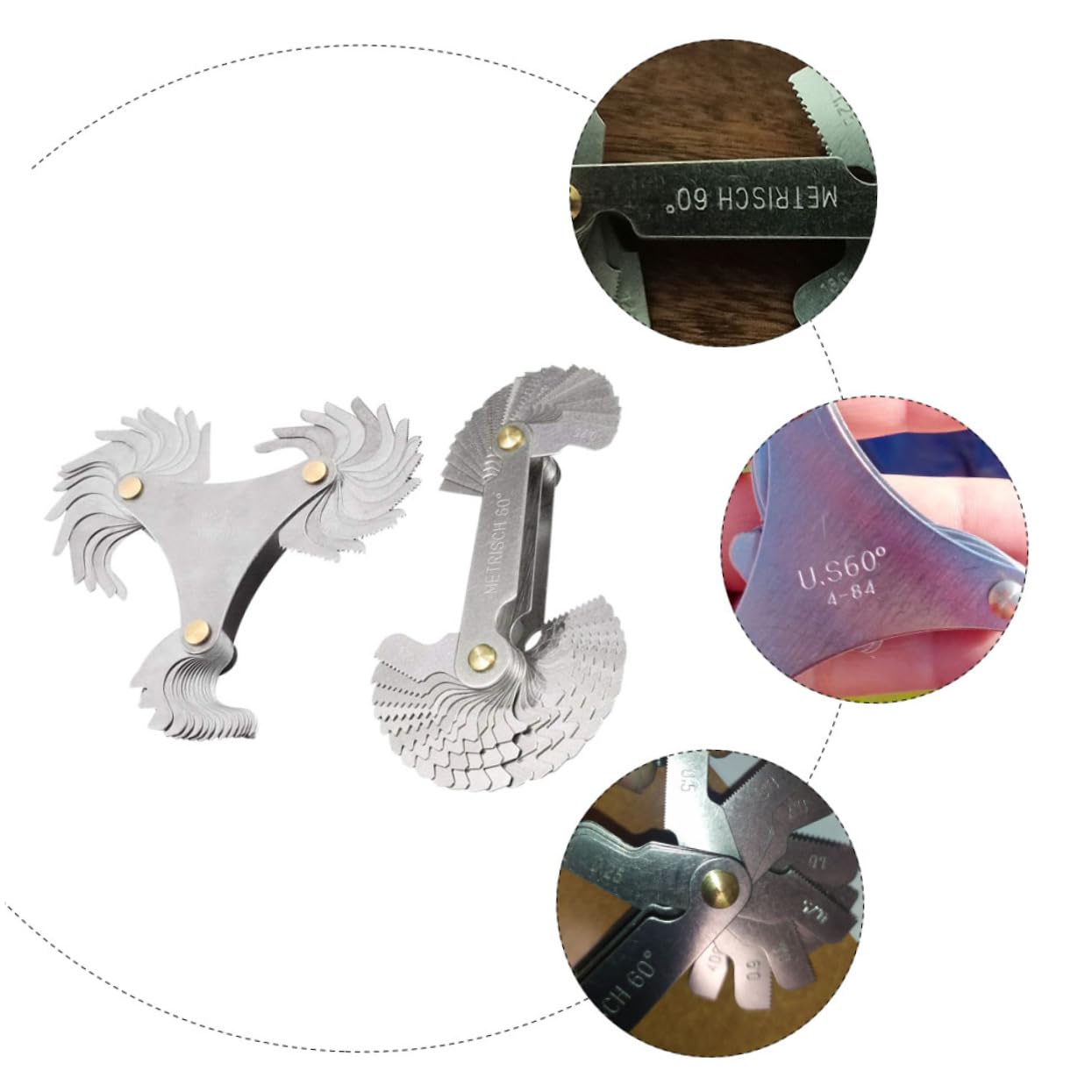 PRETYZOOM 4 Juegos Medidores de de de Inoxidable Herramienta de Medición de para Tornillos Métrico y Imperial y Preciso para y Proyectos de Bricolaje