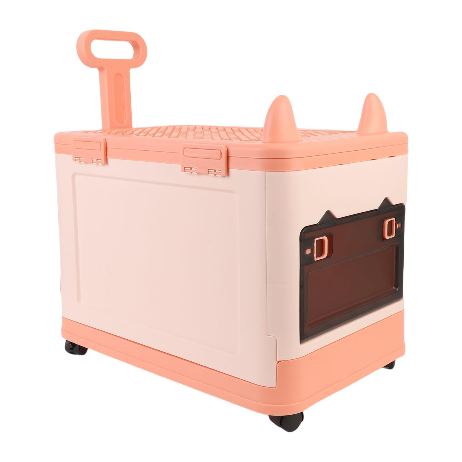 Tbest Caja de Juguetes Plegable con Ruedas, Organizador de Almacenamiento Plegable para Niños, Niñas, Guardería, Sala de Juegos, Construcción de Plástico de Servicio Pesado, Organizador de (naranja
