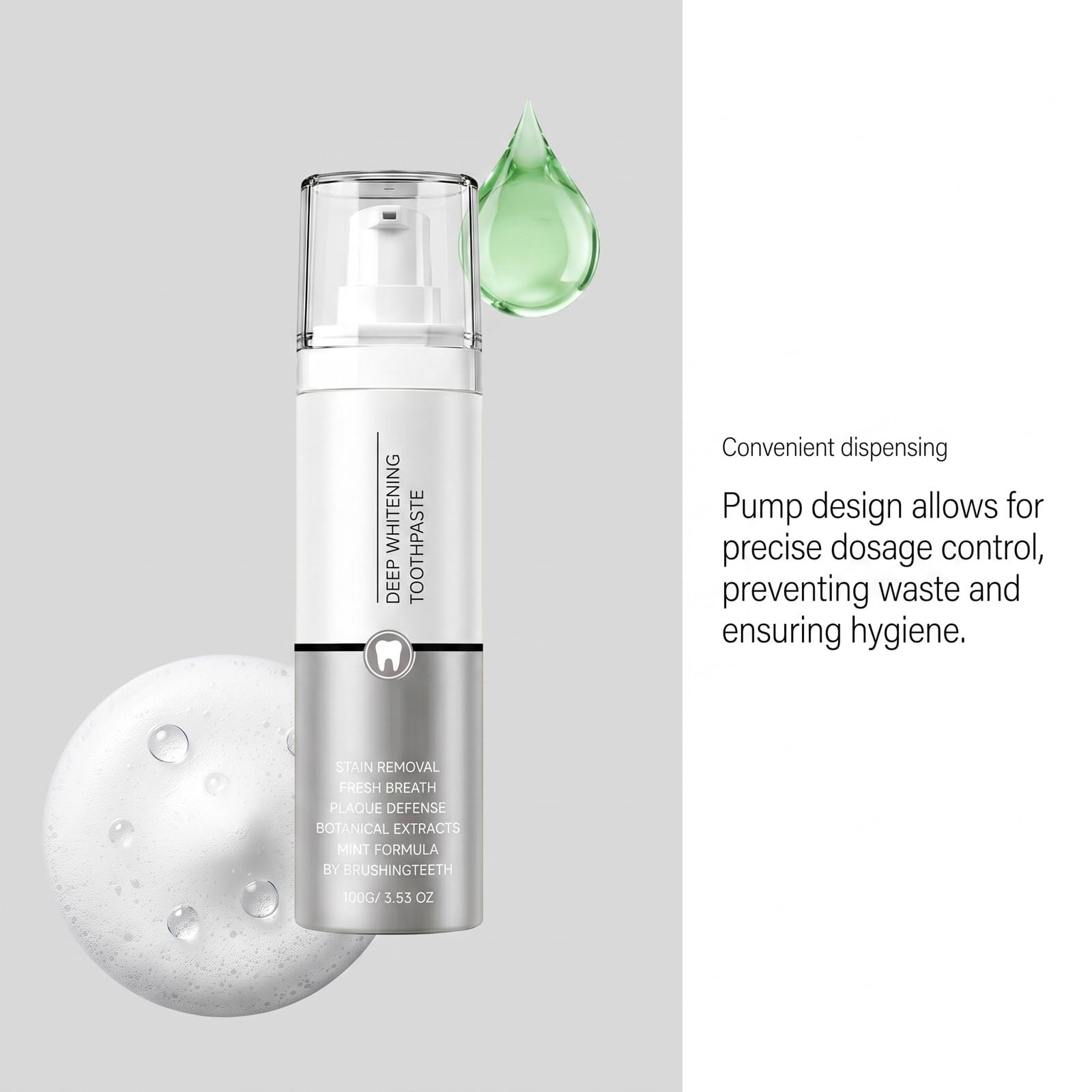 Dentifrice blanchissant en profondeur,Élimination intensive des taches et protection contre la plaque dentaire,formule à base d'extraits végétaux de menthe,haleine fraîche durable (2pcs)