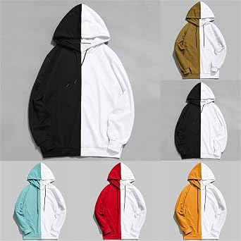 Amazon.com: Sudaderas con capucha de manga larga para hombre, mitad negro, mitad  blanca, sudadera de algodón con capucha para hombre, Negro, S : Deportes y  Actividades al Aire Libre