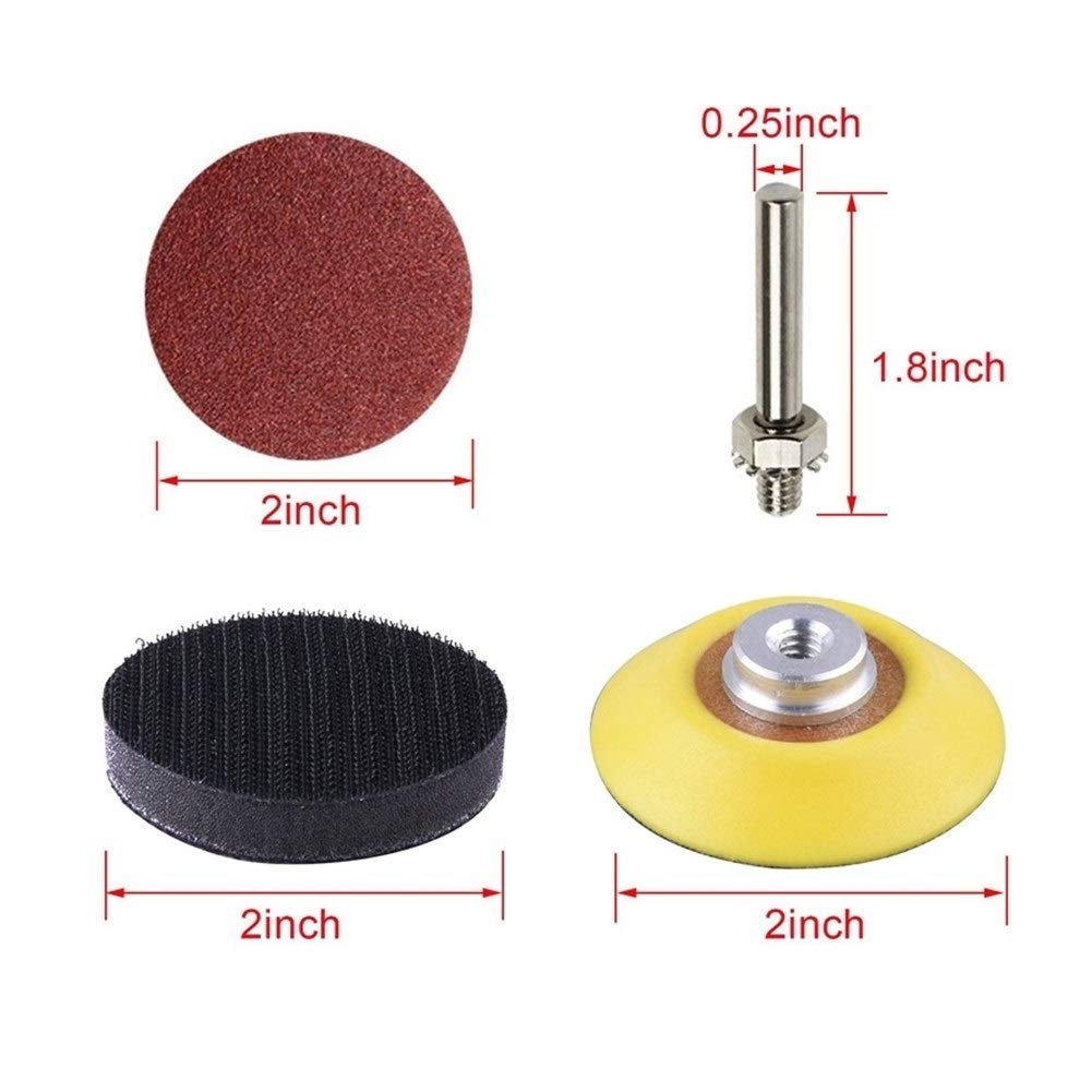 Lucidatura, carta vetrata a levigatura 200pcs 50 millimetri 2 pollici Sander disco abrasivo dischi 80-3000 carta grana Con 1Inch abrasiva polacco Pad Piastra + 1/4 di pollice Shank for il Rotary