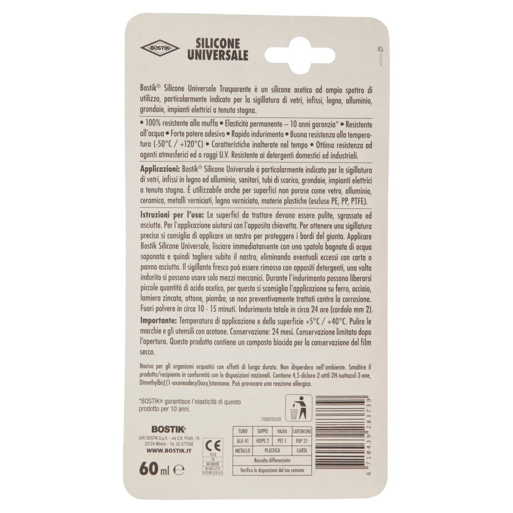 Bostik Silicone Universale trasparente blister 60ml