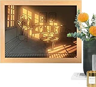 demaxiyad Pintura artística iluminada, marco de fotos con iluminación LED, 3 colores, luz nocturna, lámpara de noche, arte creativo de pared para dormitorio y hogar