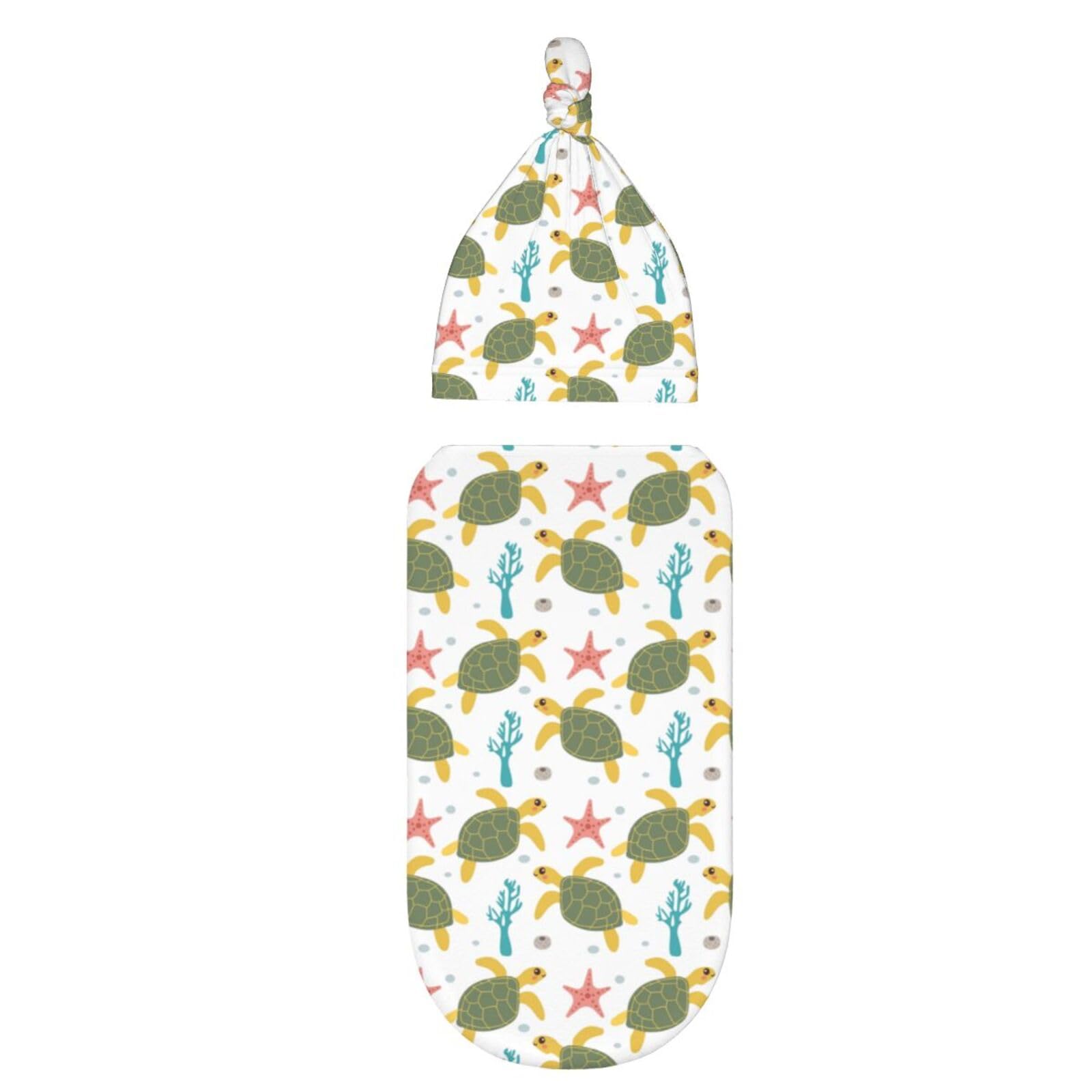 Cute Turtle Soft and Stretchy Blanket for Shower Boy and Girl