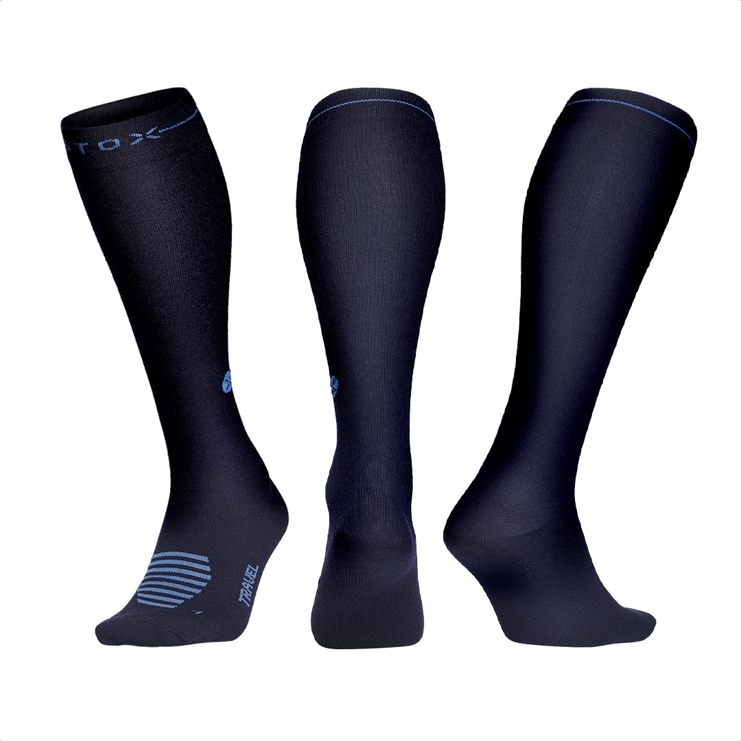 STOX Energy Socks - Chaussettes de voyage homme - Chaussettes de compression premium - Chaussettes pour les voyages - Anti TVP - Thrombose du voyageur - Jambes moins gonflées et moins fatiguées