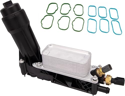 Enfriador de aceite de motor con adaptador de carcasa de filtro de aceite 5184294AE compatible con Chrysler 200 300 2011 2012 2013, Dodge Charger