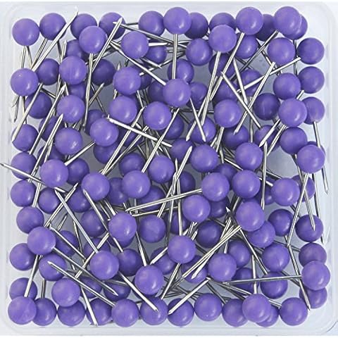 AnMiao Star 1/8 Inch Map Tacks, Push Pins, Plastic Round Head, Steel Point,100-Count,Purple Colors Cover