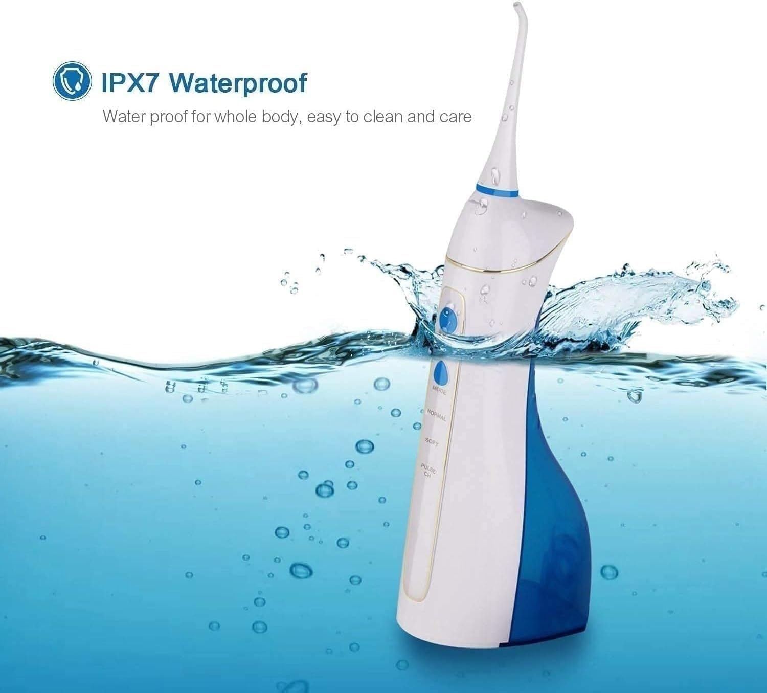 Irrigador bucal inalámbrico profesional con agua, portátil y recargable, resistente al agua IPX7, 3 modos y depósito de agua lavable, ideal for el hogar y viajes, for el cuidado de aparatos dentales y