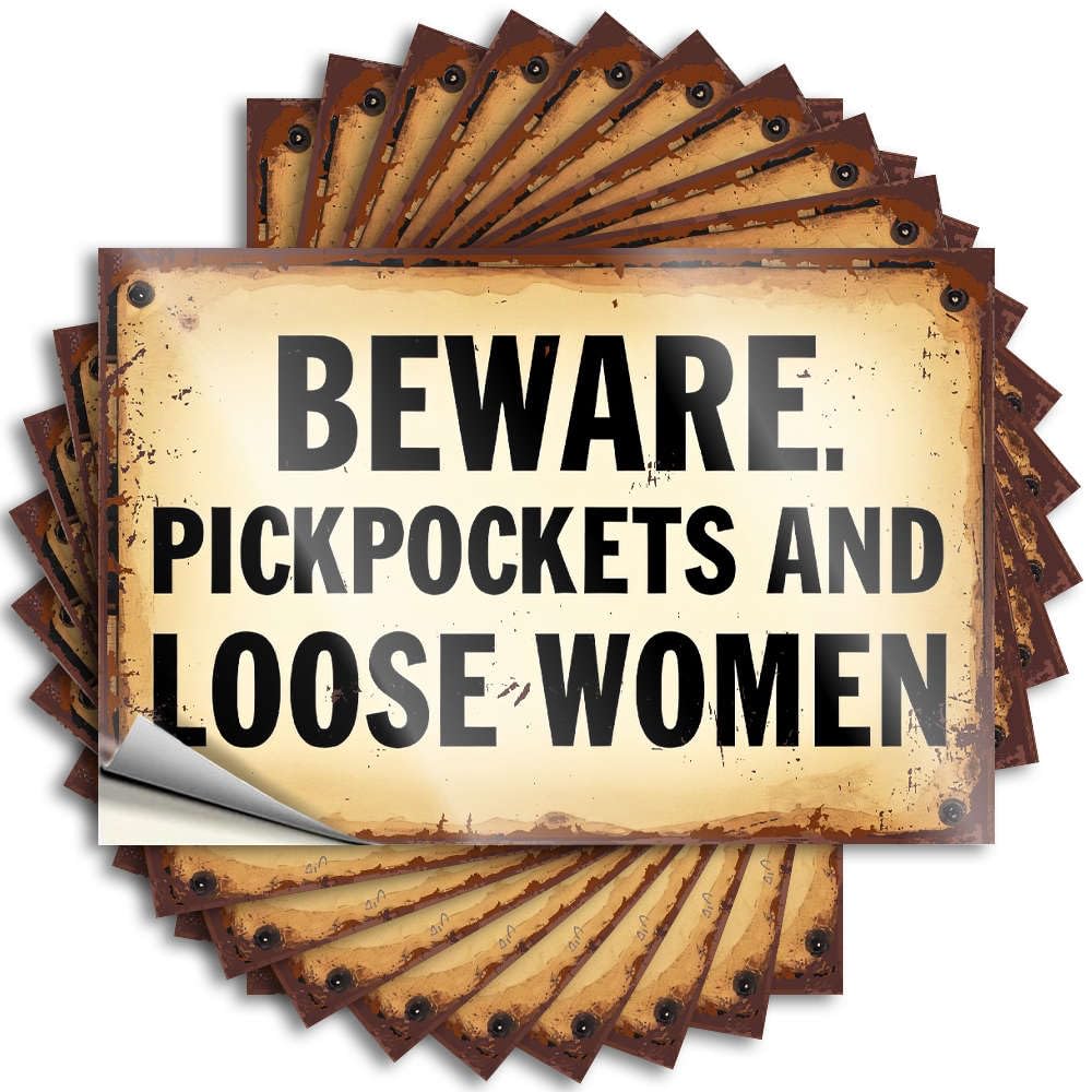 Positive Decal Aesthetic Decals, Modern Cute Pattern Design for Adult Notebook | Garage Removable Vinyl Beware. Pickpockets and Loose Women(12X18CM)