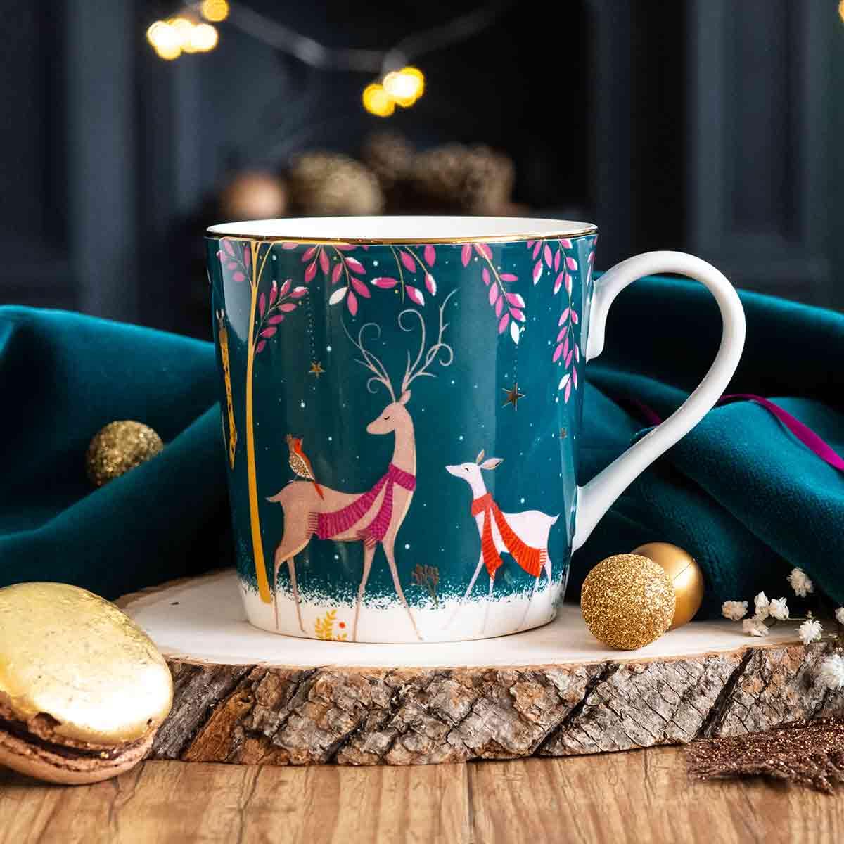 Amazon.com | Sara Miller London Woodland Tales Mug, Deer & Robin