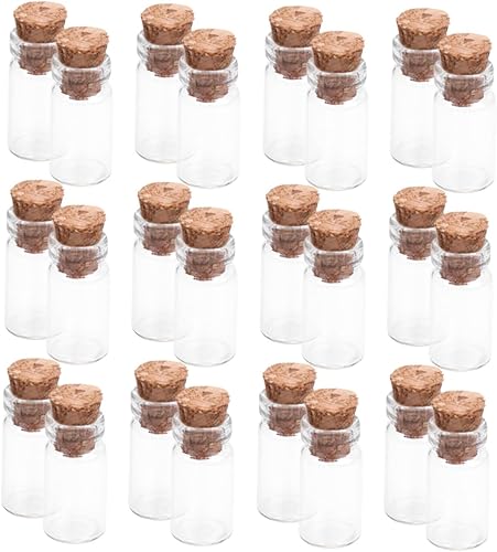 50 piezas de cristal de deseos mini frascos de vidrio de corcho Mini tarros de miel Tarros de corcho de vidrio transparente Botellas de deseos
