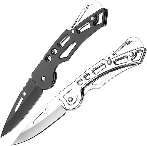 2 cuchillos de llavero, cuchillos de bolsillo y cuchillos plegables, cuchillo de bolsillo para hombres, juego de cuchillos de bolsillo, mini