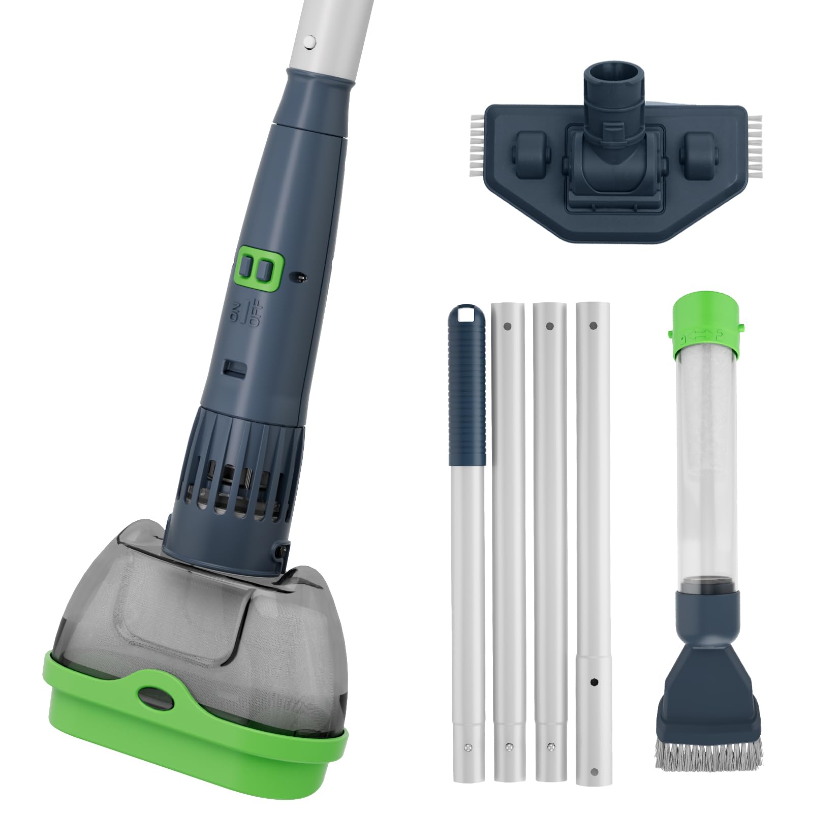 Lightweight Cordless Pool & Spa Vacuum Cleaner 2-in-1 Vacuum for Hot Tub, Small Above Ground Pool - Magnetic Drive System, 90 Mins Working, 5pcs Filter Socks, 2pcs Oil Absorbers