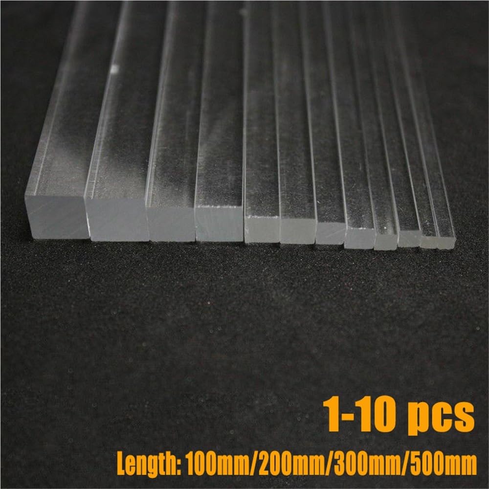 Pręty okrągłe z ABS i akrylu, Opakowanie 5 kwadratowych prętów akrylowych 3x3-20x20mm 100-500mm DIY Craft Model architektoniczny(6x6x300mm)
