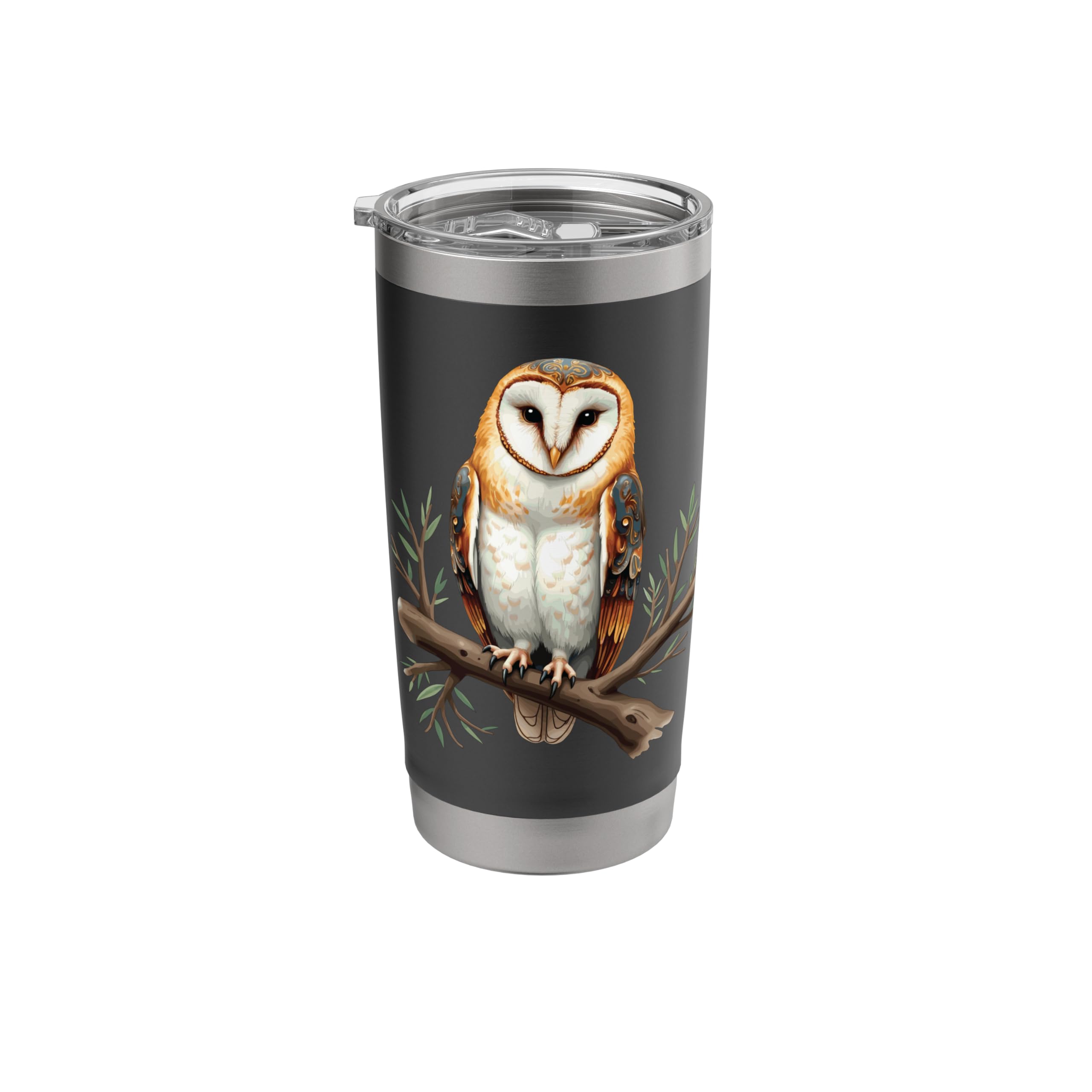 Barn Owl Perched, Barn Owl Illustration, Barn Owl Stainless Steel Insulated Tumbler