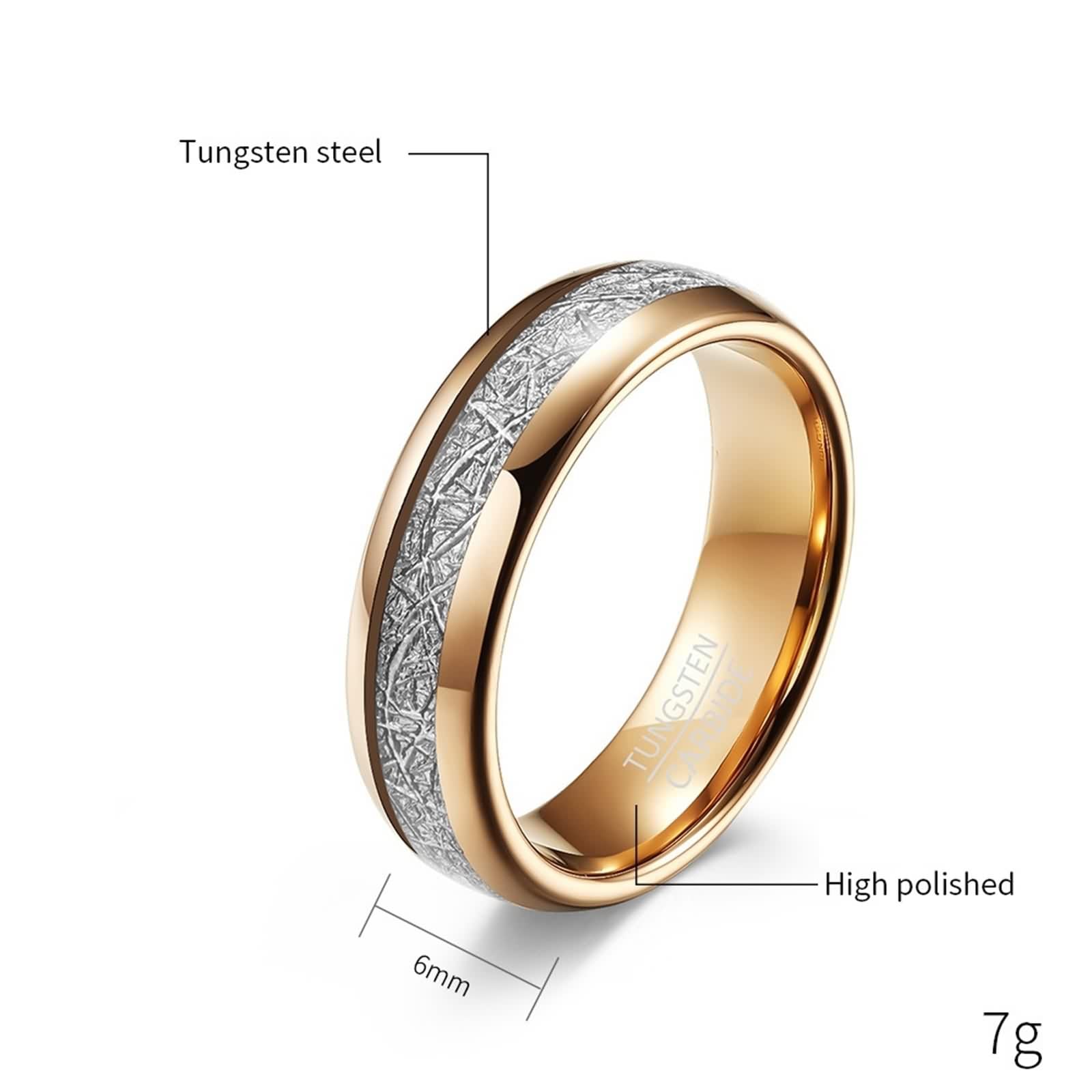 Anelli coordinati per coppie, 8 mm 6 mm anello intarsio in metallo | Set di 2 fasce in carburo di tungsteno, gioielli alla moda per pollice