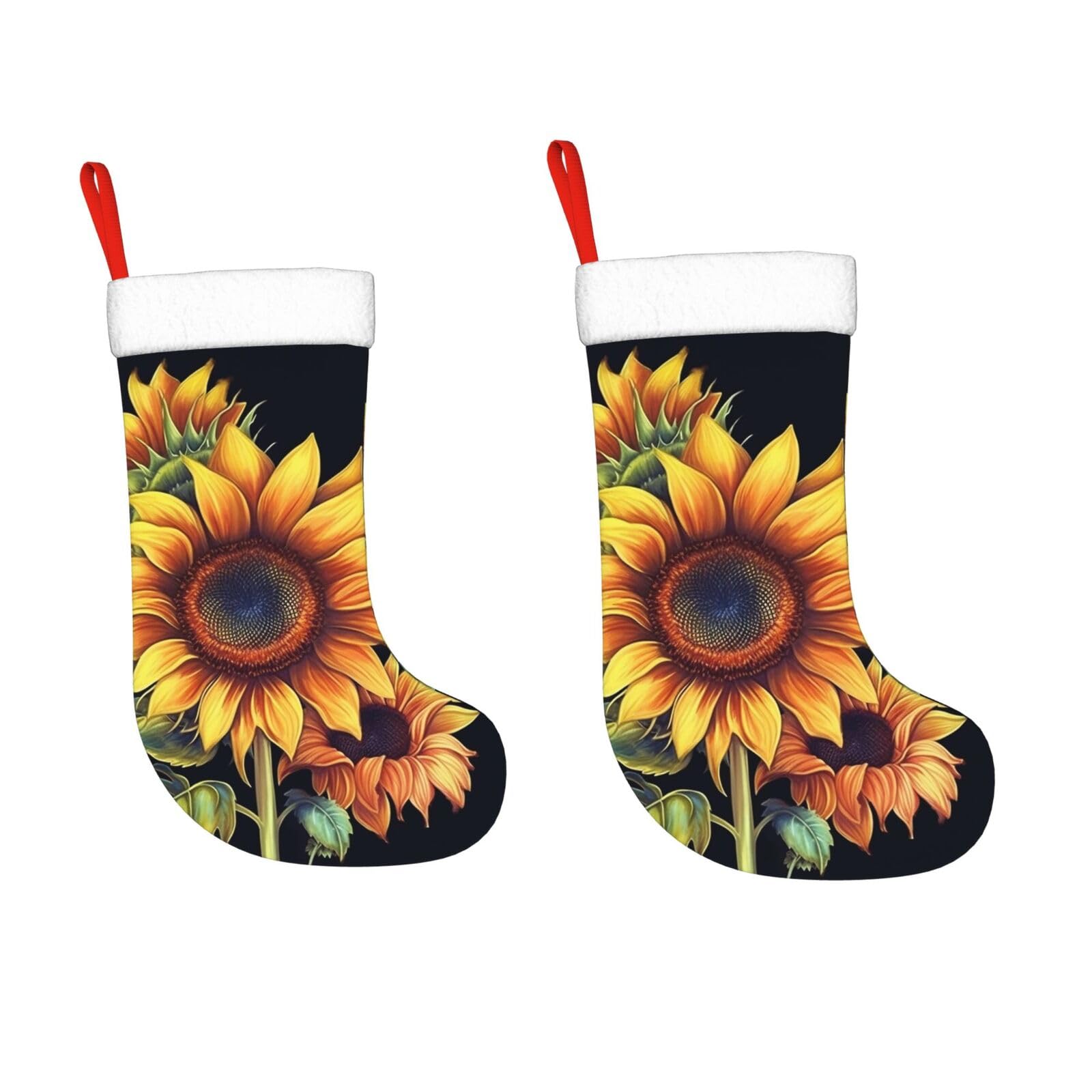 KLOPH 2 Pack 18 Inches Christmas Stockings Personalized Summer Sunflower Xmas Stocking Hanging Decoration Fireplace Stocking for Holiday Xmas Tree Christmas Fireplace Decor Gifts