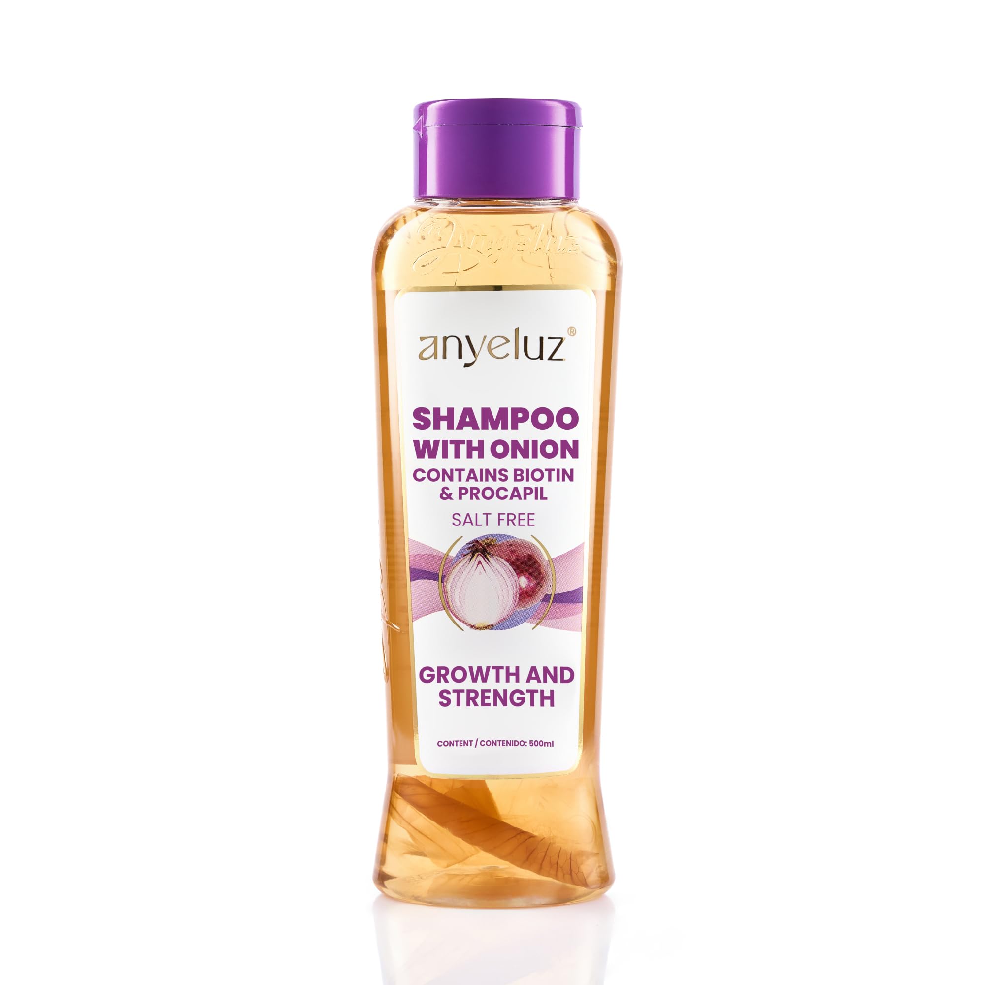 ANYELUZ Onion Shampoo, Cleanses and Reduces Oiliness, Provides Shine and Ideal for all Hair Types, Contains Natural Extracts, Salt and Paraben Free