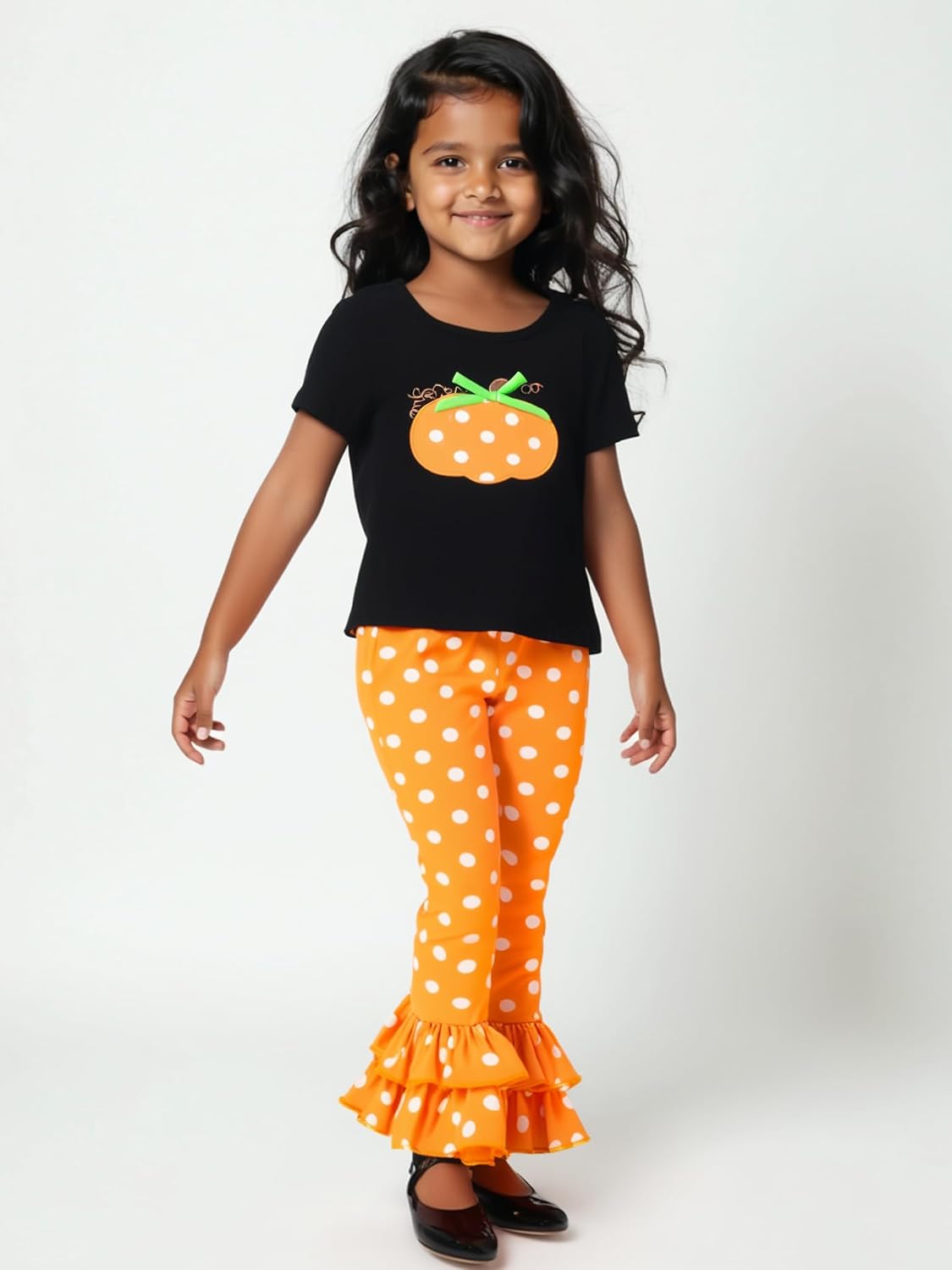 Unique Baby 2 Piece Girls Double Ruffle Leggings and Short Sleeve Shirt Clothes Set Kid and Toddler Girl Outfit image 2