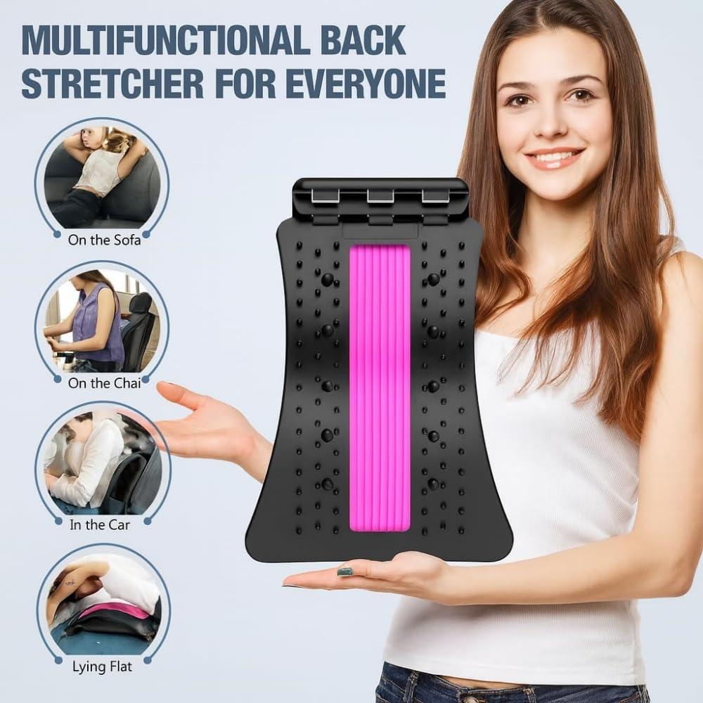 Civière Lombaire De Massage Par Acupuncture Et Thérapie Magnétique, Correcteur De Posture Et Support Lombaire, Appareil d’Étirement Du Dos 3 Niveaux (Bleu)