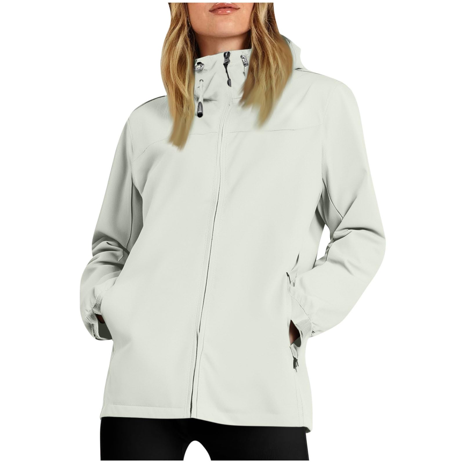 Plus Size Rain Jacket Women Waterproof Hooded Raincoats Travel Hiking Rain Coat Packable Windbreaker with Pockets — view 17