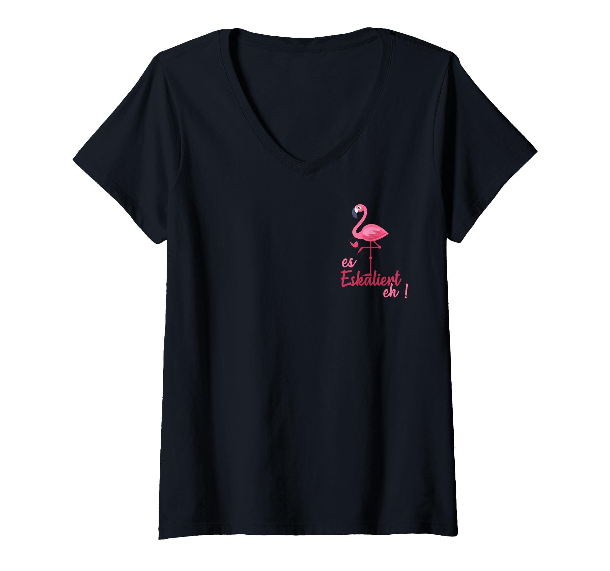 Damen Es Eskaliert Eh Flamingo Wein Sauf JGA Sommer Party saufen T-Shirt mit V-Ausschnitt