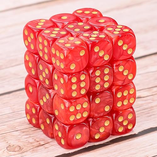 Miniatura 4 de Juego de 36 dados de 0.472 in, 6 caras, juego de dados con patrón de perlas, 6 dados estándar para Yahtzee, Bunco o enseñanza de matemáticas, con
