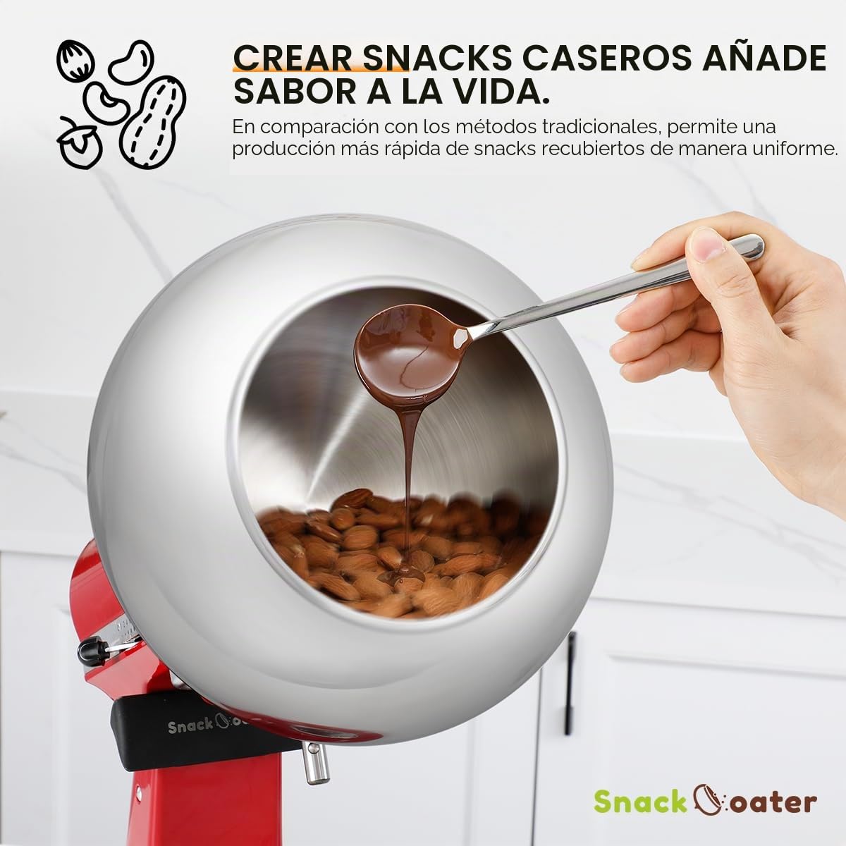Aieve Revestimiento de aperitivos compatible con batidora de 4.5 cuartos de galón y Artisan Series de 5 cuartos de galón para hacer almendras cubiertas de chocolate, capacidad