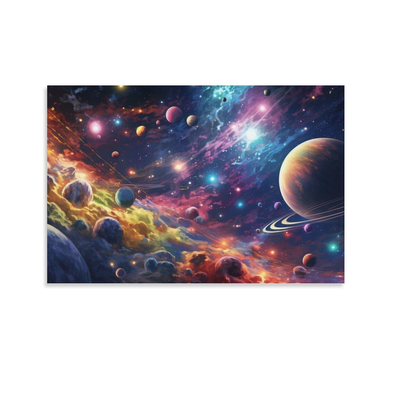 CPLVKWRQJ Universe Individual Vibrant Galaxy Space Scene Canvas Print - Bedroom Canvas Painting Easy to Clean Statement Piece Decor 24x36inch(60x90cm)