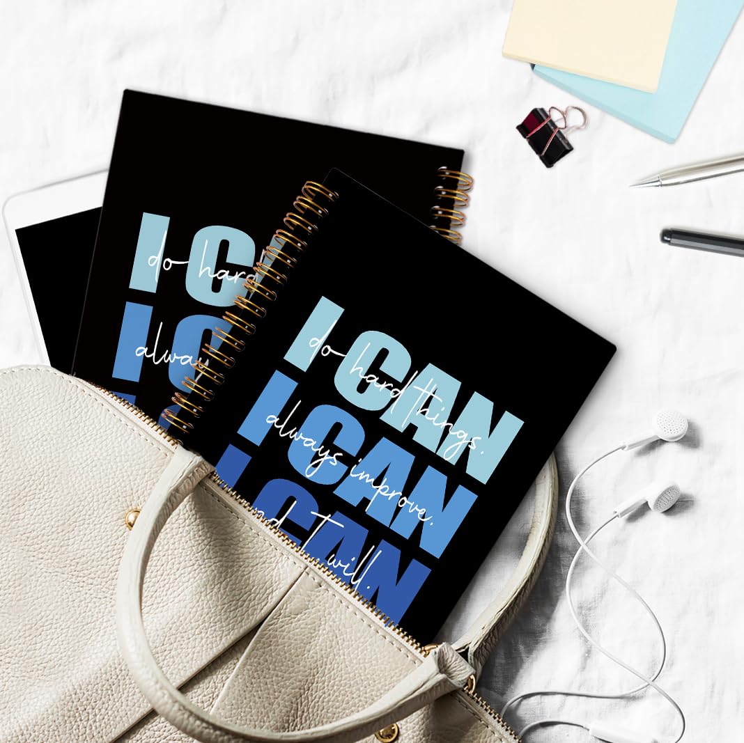 I Can Do Hard Things - Taccuino a spirale ispiratore, blu e nero, diario a spirale per ragazze, donne, uomini, regali positivi per ufficio e scuola, 14 x 20 cm