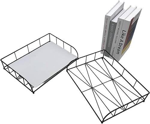 Paquete de 2 bandejas de cartas, organizador de archivos de escritorio, apilable, multifuncional, organizador de bandejas de papel para suministros