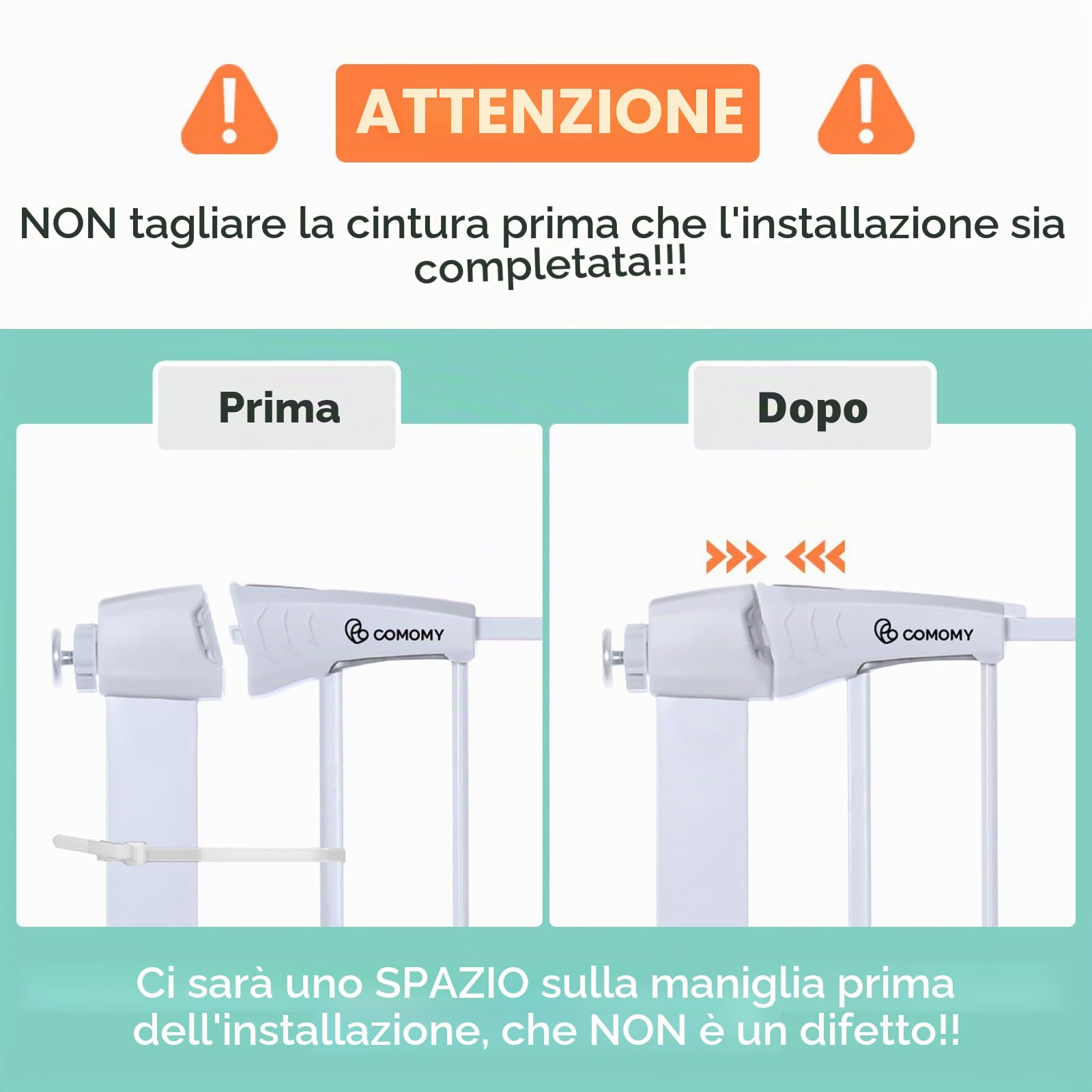 COMOMY Cancello per Cani, 75-103cm Extra Largo Cancelletto Bambini con Porta per Gatti, Cancellino di Sicurezza Montato a Pressione, Chiusura Automatica, 76cm Alto