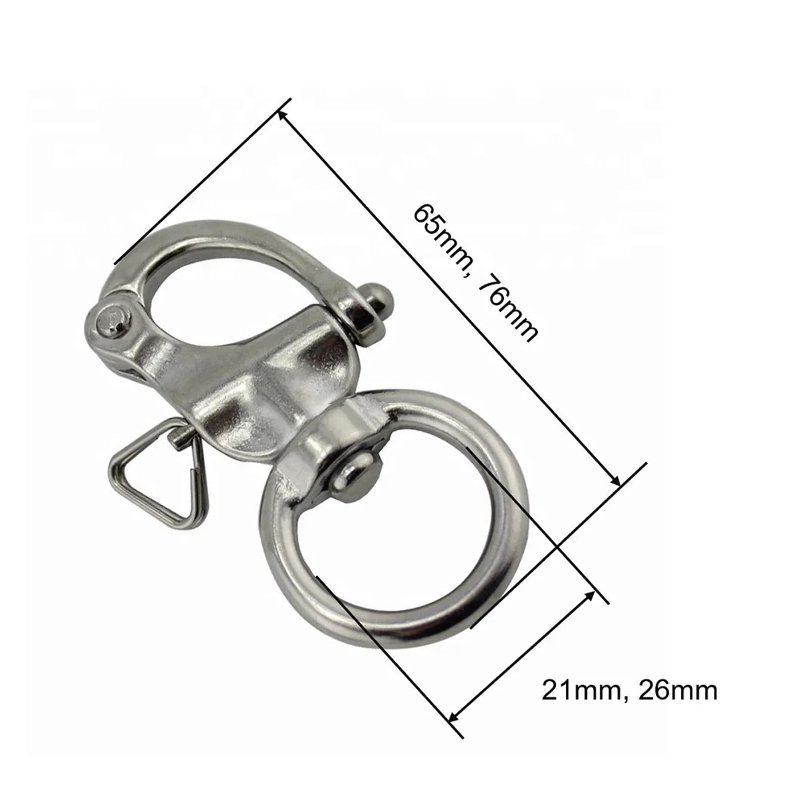 Grillete Giratorio de liberación rápida con Anilla de Acero Inoxidable 316 de 65 mm y 76 mm, Resistente for embarcaciones Marinas.(5PCS)