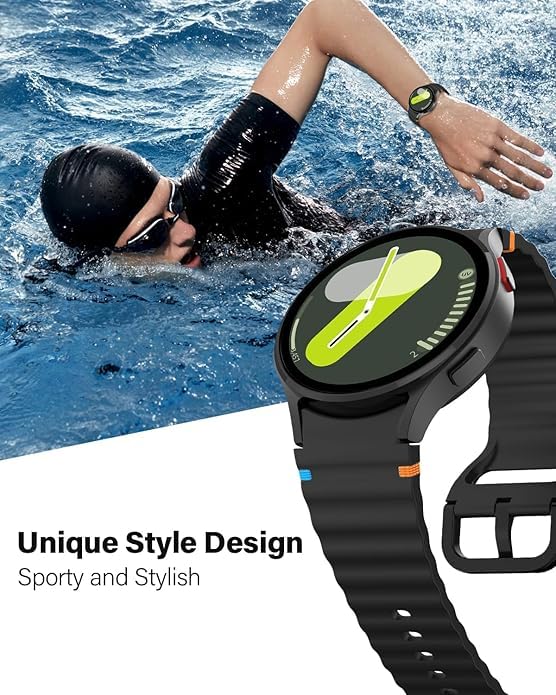 Image of WRIGSS Silicone Strap Compatible with Samsung Galaxy Watch 7 6 5 4 FE Original Style Wavy Smart Watch Straps For Men Women, 40mm 44mm Standard & Classic