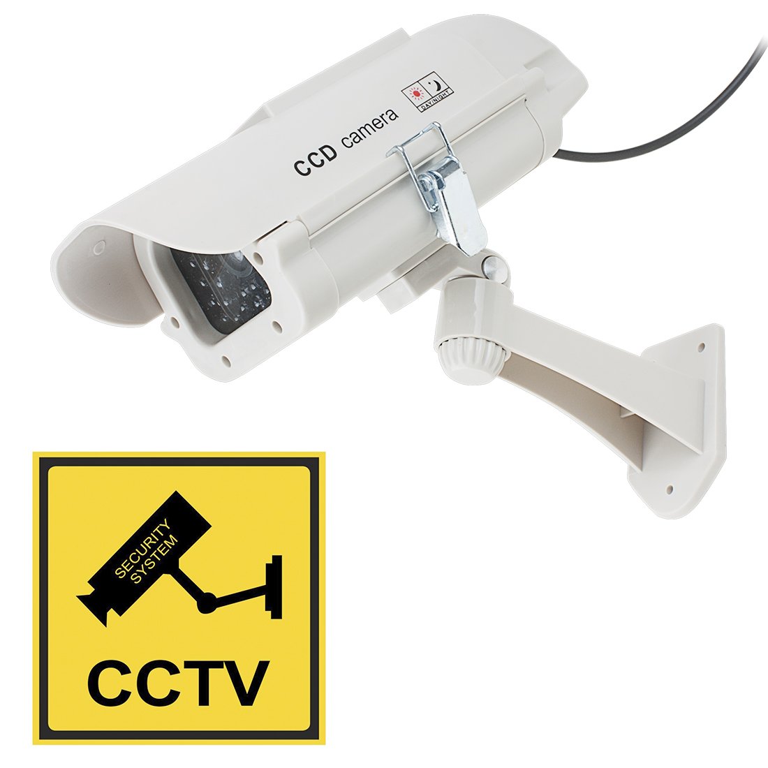 Aexit (Electronic security) CCTV Dummy Realistic Looking Security Camera Red LED Light Warning Solar (74ry321qf375) Energy Powered-image-22